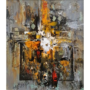Asghar Ali, 12 x 14 Inch, Oil on Canvas, Abstract Painting, AC-AGA-003